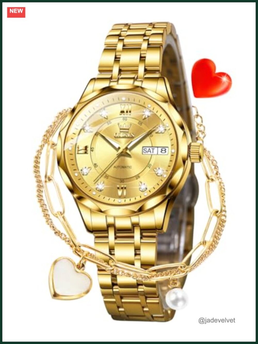 OLEVS Women's Automatic Mechanical Watch Diamond Accent Two Tone Wristwatch